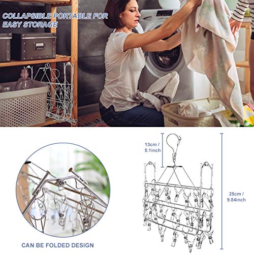 Fayleeko Clothes Drying Rack, 52 Clips Stainless Steel Laundry Drying Rack Folding Sock Hanger, Underwear Hanger, Clothes Hangers for Drying Towels, Bras, Lingerie, Baby Clothes | The Storepaperoomates Retail Market - Fast Affordable Shopping