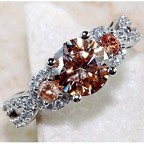 Phetmanee Shop Glamorous 925 Silver Brown Sapphire Gems Rings Women Wedding Party Jewelry Gifts (7) | The Storepaperoomates Retail Market - Fast Affordable Shopping