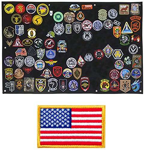 Tactical Patch Display Panel Holder Board for Military Army Combat Morale Uniform Hook and Loop Emblems, 43 Inches x 27.5 Inches (Large), with 1 Flag Patch Included | The Storepaperoomates Retail Market - Fast Affordable Shopping