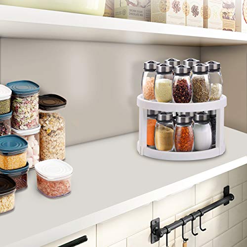 2sets/Pack 2 Tier Non Skid Turntable Lazy Susan 9.8″ White Grey Cans Cabinet Organizer For Kitchen Pantry Spice Rack Fridge Holder | The Storepaperoomates Retail Market - Fast Affordable Shopping