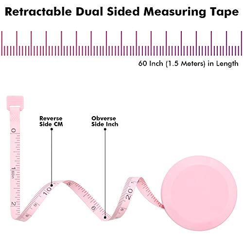 Edtape 2PCS Measuring Tape for Body,Soft Tape Measure for Body Sewing Fabric Tailor Cloth Craft Measurement Tape，60 Inch/1.5M Pink Retractable Dual Sided Measure Tape Set | The Storepaperoomates Retail Market - Fast Affordable Shopping