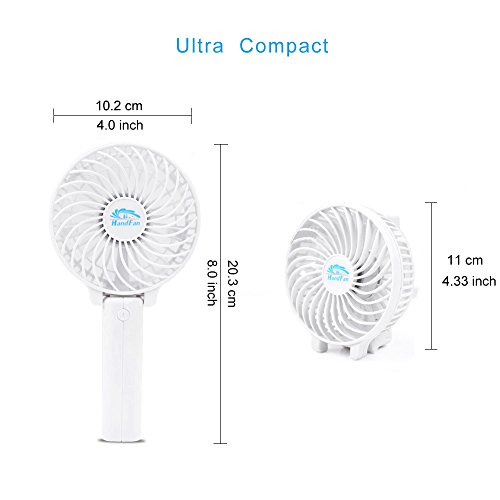 Komire Mini Handheld Fan, Rechargeable Small USB Desk Table Fan with 2000mAh Battery Operated Powerful 3 Speeds, Foldable Portable Electric Personal Fan Quiet for Home Office Travel Outdoor (White) | The Storepaperoomates Retail Market - Fast Affordable Shopping