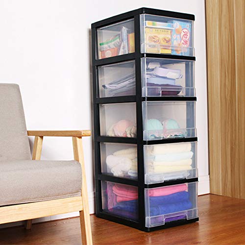 Shozafia 5-Drawer Rolling Storage Cart on Wheels, Craft Storage Containers Bins, Black Frame & Clear Storage Drawers | The Storepaperoomates Retail Market - Fast Affordable Shopping