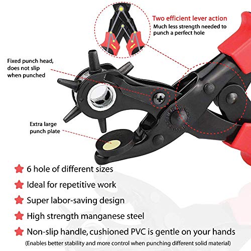 Leather Hole Punch Tool for Belt – Multi Hole Sizes Puncher for Belts, Watch Bands, Straps, Dog Collars, Saddles, Shoes, Fabric, DIY Home or Craft Projects – with 5/32″ Grommet Eyelet Kit 100 Sets | The Storepaperoomates Retail Market - Fast Affordable Shopping