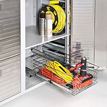 Seville Classics UltraDurable Commercial-Grade Pull-Out Sliding Steel Wire Cabinet Organizer for Shelving with Wheels, 14″ W x 17.75″ D, Chrome | The Storepaperoomates Retail Market - Fast Affordable Shopping