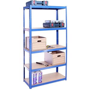 Garage Shelving Units – 71″ H x 35″ L x 16″ W – Heavy Duty Racking – Shelves for Storage -1 Bay – Blue – 5 Tier – 2000LB Capacity (400LB Per Shelf) – Workshop, Shed, Office – 5 Year Warranty