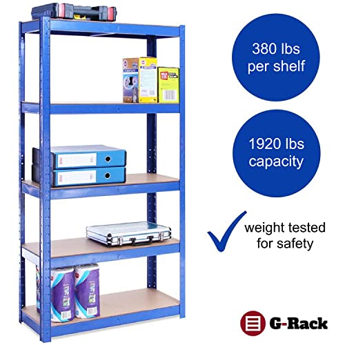 Garage Shelving Units – 71″ H x 35″ L x 16″ W – Heavy Duty Racking – Shelves for Storage -1 Bay – Blue – 5 Tier – 2000LB Capacity (400LB Per Shelf) – Workshop, Shed, Office – 5 Year Warranty | The Storepaperoomates Retail Market - Fast Affordable Shopping