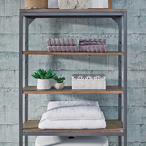 Home Styles Barnside Metro Gray Bathroom Shelf with Two Adjustable Shelves, Brushed Pine Veneer Shelves, and Powder Coated Metal Frame | The Storepaperoomates Retail Market - Fast Affordable Shopping