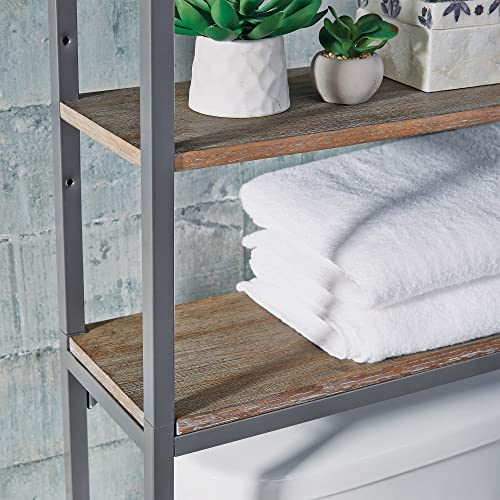 Home Styles Barnside Metro Gray Bathroom Shelf with Two Adjustable Shelves, Brushed Pine Veneer Shelves, and Powder Coated Metal Frame | The Storepaperoomates Retail Market - Fast Affordable Shopping