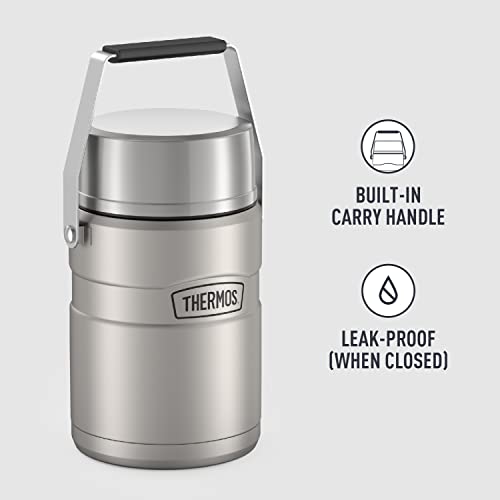 THERMOS Stainless King Vacuum-Insulated Food Jar with 2 Storage Container Inserts, 47 Ounce, Matte Steel | The Storepaperoomates Retail Market - Fast Affordable Shopping