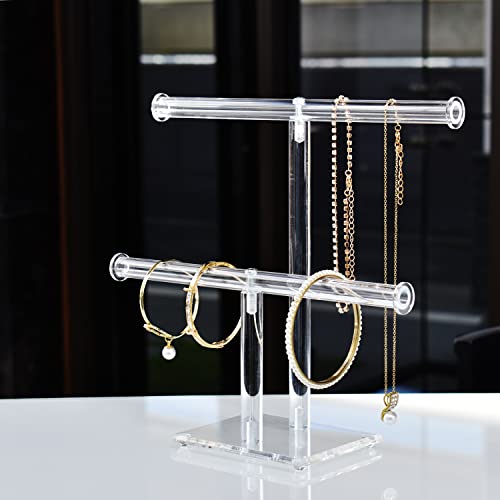 Mooca Deluxe Clear Acrylic Round Bracelet Display Holder 2 Tier T-bar Jewelry Display Bracelet Display Holder Stand Acrylic Bracelet Display Organizer Jewelry Holder (2-Bar) | The Storepaperoomates Retail Market - Fast Affordable Shopping