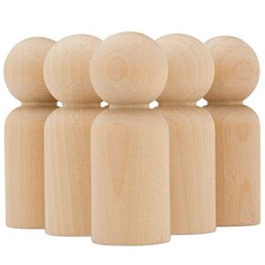 Wood Peg Dolls Unfinished 2-3/8 inch, Pack of 50 Birch Wooden Dad Dolls for Peg People Crafts and Small World Play