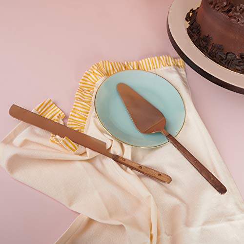 Folkulture Cake Knife and Server Set, Stainless Steel Cake Cutting Set for Wedding, Pie or Patry Serving Set for Christmas Decorations, Large 2-Piece Dessert Set for Christmas Gifts, Rose Gold | The Storepaperoomates Retail Market - Fast Affordable Shopping