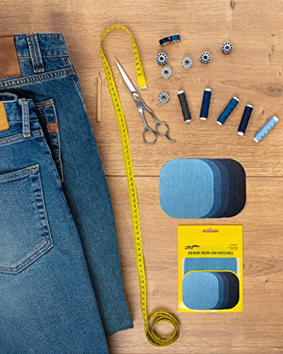 ZEFFFKA Premium Quality Denim Iron-on Jean Patches Inside & Outside Strongest Glue 100% Cotton Assorted Shades of Blue Black Repair Decorating Kit 10 Pieces Size 4-1/4″ by 3-3/4″ (9.8 cm x 10.8 cm) | The Storepaperoomates Retail Market - Fast Affordable Shopping