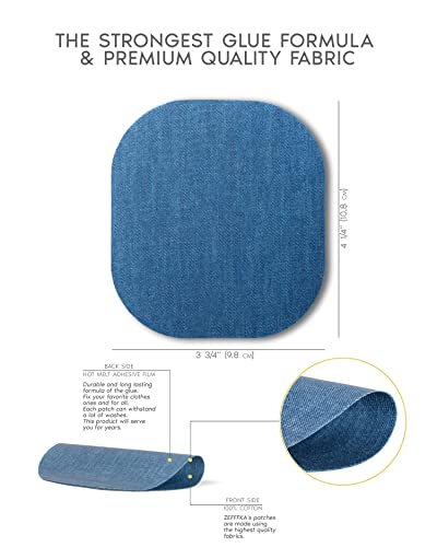 ZEFFFKA Premium Quality Denim Iron-on Jean Patches Inside & Outside Strongest Glue 100% Cotton Assorted Shades of Blue Black Repair Decorating Kit 10 Pieces Size 4-1/4″ by 3-3/4″ (9.8 cm x 10.8 cm) | The Storepaperoomates Retail Market - Fast Affordable Shopping
