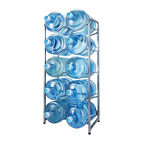 KAX 5-Gallon Water Bottle Holder 10 Trays Water Jug Rack 5-Tier Water Bottle Rack Reinforced Steel Rack for Water Storage Water Bottle Storage Rack for 10 Bottles, Silver | The Storepaperoomates Retail Market - Fast Affordable Shopping