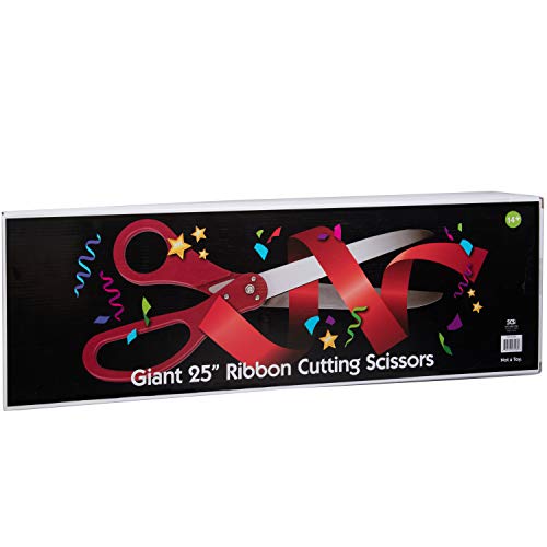 Giant Ribbon Cutting Scissor Set with Red Ribbon Included – 25″ Extra Large Scissors – Heavy Duty Metal Construction for Grand Openings, Inaugurations, Ceremonies & Special Events | The Storepaperoomates Retail Market - Fast Affordable Shopping