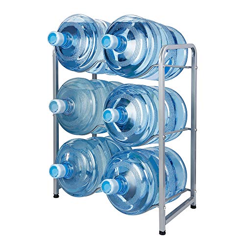 KAX 5-Gallon Water Bottle Holder 6 Trays Water Jug Rack 3-Tier Water Bottle Rack Reinforced Steel Rack for Water Storage Water Bottle Storage Rack for 6 Bottles, Silver | The Storepaperoomates Retail Market - Fast Affordable Shopping