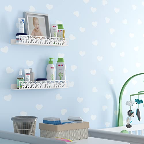 Wallniture Animo Floating Bookshelf for Elephant Nursery Decor and Kids Room Decor, White Floating Shelves for Wall Set of 2 | The Storepaperoomates Retail Market - Fast Affordable Shopping
