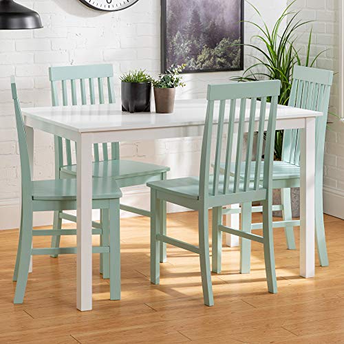 Walker Edison Modern Color Dining Room Table and Chair Set Small Space Living Kitchen Table Set Dining Chairs Set, 48 Inch, 4 Person, White and Sage Green | The Storepaperoomates Retail Market - Fast Affordable Shopping