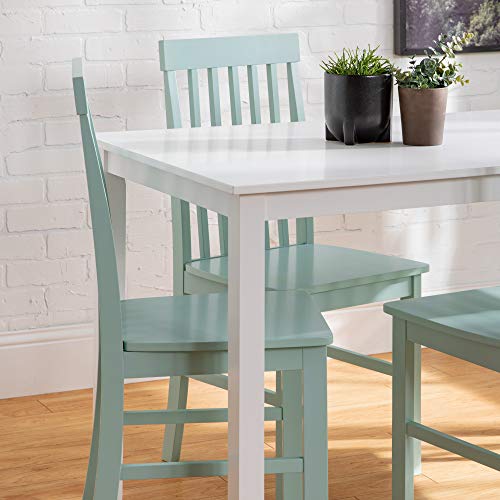 Walker Edison Modern Color Dining Room Table and Chair Set Small Space Living Kitchen Table Set Dining Chairs Set, 48 Inch, 4 Person, White and Sage Green | The Storepaperoomates Retail Market - Fast Affordable Shopping