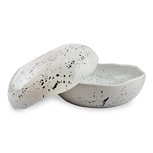 roro Ceramic Stoneware Hand-Molded Speckled Pasta and Dinner Bowl, Lunar White Set of 2 | 7.5 Inches Diameter x 2.5 Inches Tall each | The Storepaperoomates Retail Market - Fast Affordable Shopping