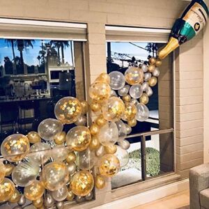 88 PCS Champagne Bottle Balloon Garland Arch Kit, Happy New Year Years Decorations 2023, Gold Silver Clear Balloons for Birthday Wedding Baby Shower Bachelorette Anniversary Party Decorations