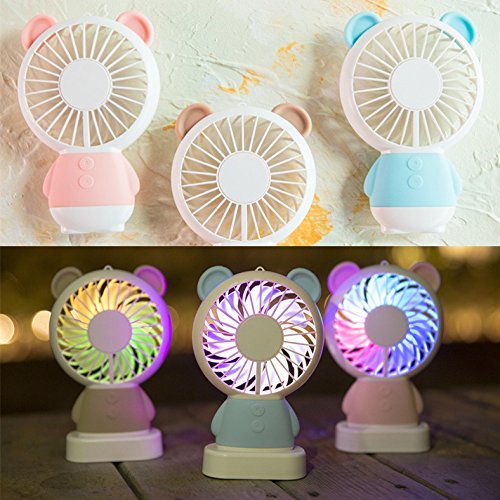 Handheld Fan with Neckstrap, Prevent Heat Stroke, Adorable Cute USB Rechargeable Fan,Small Personal Fan with Multi-Color LED Light, 2 Adjustable Speeds, Portable Fan for Indoor & Outdoor – Brown | The Storepaperoomates Retail Market - Fast Affordable Shopping