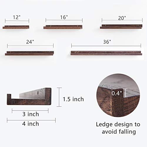 HOMWOO Picture Ledge Wooden Floating Wall Shelves Pecan Solid Wood Wall Bookshelf for Home, Living Room, Bedroom, Bathroom, Office (Walnut, 35 Inches) | The Storepaperoomates Retail Market - Fast Affordable Shopping