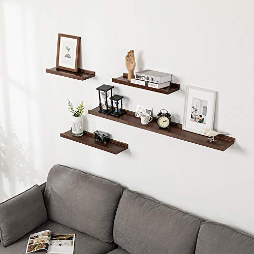 HOMWOO Picture Ledge Wooden Floating Wall Shelves Pecan Solid Wood Wall Bookshelf for Home, Living Room, Bedroom, Bathroom, Office (Walnut, 35 Inches) | The Storepaperoomates Retail Market - Fast Affordable Shopping