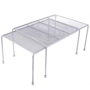 Expandable Stackable Kitchen Cabinet and Counter Shelf Organizer,Kitchen Shelves, Cabinet Organization,Silver