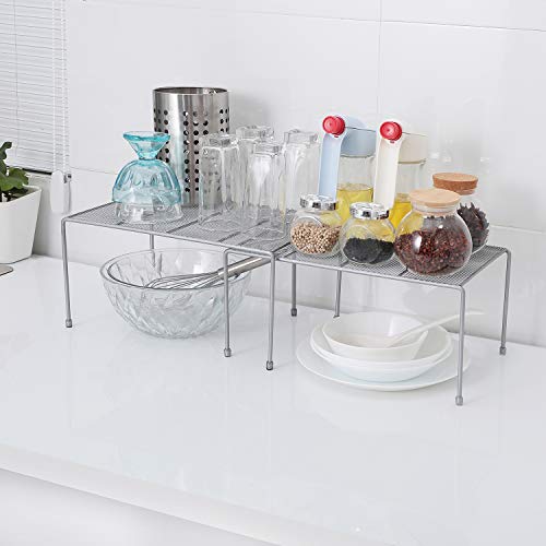 Expandable Stackable Kitchen Cabinet and Counter Shelf Organizer,Kitchen Shelves, Cabinet Organization,Silver | The Storepaperoomates Retail Market - Fast Affordable Shopping