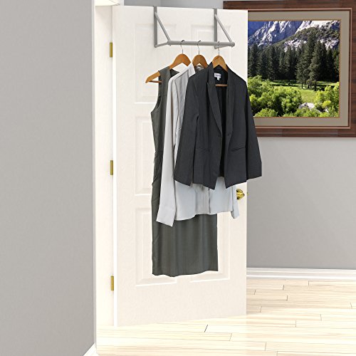 SimpleHouseware Over the Door Clothes Hanging Rod, Silver | The Storepaperoomates Retail Market - Fast Affordable Shopping