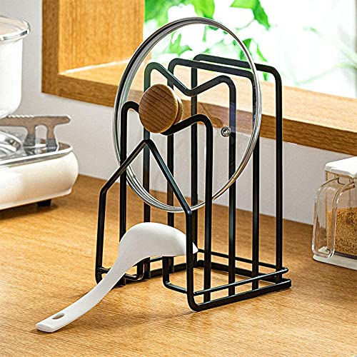 SUNFCON Cutting Board Rack Chopping Board Organizer Stand Holder Kitchen Countertop Pots Pan Lids Rack Organizer Flat Steel 4.92 x 5.7 x 8.47 in. Black | The Storepaperoomates Retail Market - Fast Affordable Shopping