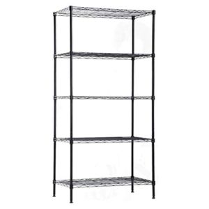 Tyyps 5 Tier Wire Shelving Unit Durable Metal Height Adjustable Storage Organizer Heavy Duty Utility Rack for Laundry Home Kitchen and Office on Wheels Unit NSF-Certified 14”D x 24”W x 60”H,Black