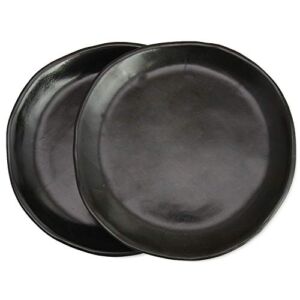 roro Ceramic Stoneware Hand-Molded Modern Uneven Minamalist Matte Black Appetizer Plate Set of 2
