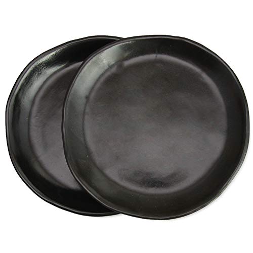 roro Ceramic Stoneware Hand-Molded Modern Uneven Minamalist Matte Black Appetizer Plate Set of 2 | The Storepaperoomates Retail Market - Fast Affordable Shopping