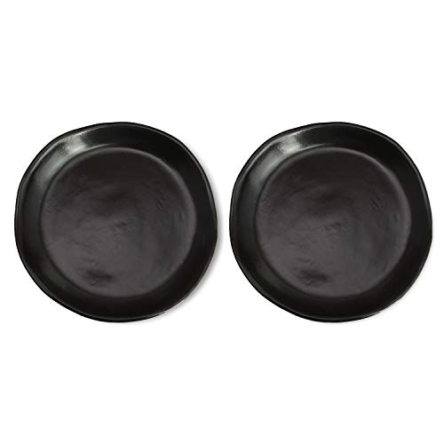 roro Ceramic Stoneware Hand-Molded Modern Uneven Minamalist Matte Black Appetizer Plate Set of 2 | The Storepaperoomates Retail Market - Fast Affordable Shopping