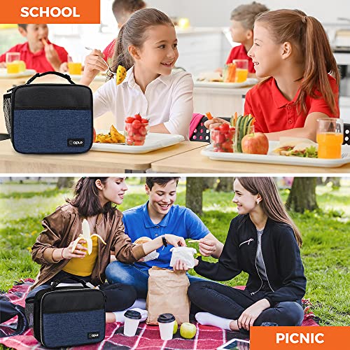 OPUX Insulated Lunch Box for Kids, Boys, Girls | Soft Leakproof Lunch Bag for Men Women | Reusable Durable Thermal Lunch Pail for School Work Office | Fit 6 Cans (Navy) | The Storepaperoomates Retail Market - Fast Affordable Shopping