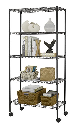 Finnkare Premium Heavy Duty 5 Tier Adjustable Metal Wire Shelving Rack Unit Storage Organizer Tower Shelf System 3Layer Anti-Rust Coating Display Workshop Kitchen Steel Leveling Feet 30”x14”x60” Black | The Storepaperoomates Retail Market - Fast Affordable Shopping