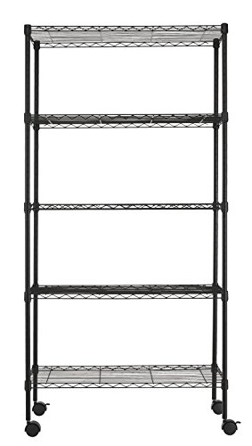 Finnkare Premium Heavy Duty 5 Tier Adjustable Metal Wire Shelving Rack Unit Storage Organizer Tower Shelf System 3Layer Anti-Rust Coating Display Workshop Kitchen Steel Leveling Feet 30”x14”x60” Black | The Storepaperoomates Retail Market - Fast Affordable Shopping