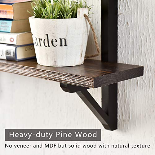WELLAND 3 Tier Wall Shelves | Rustic Floating Shelves for Farmhouse Bathroom, Kitchen and Bedroom| Solid Pine Wood & Brackets| 23.6“W x 6.7″ D x 25″ H| Espresso Finish | The Storepaperoomates Retail Market - Fast Affordable Shopping