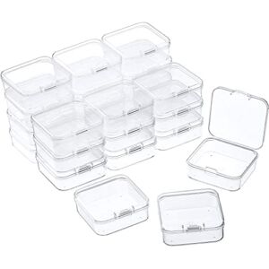 SATINIOR 24 Packs Small Clear Plastic Beads Storage Containers Box with Hinged Lid for Storage of Small Items, Crafts, Jewelry, Hardware