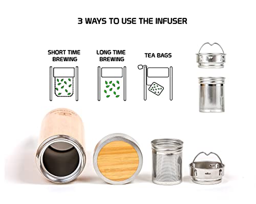 17oz Bamboo Tea Tumbler with Infuser & Strainer | Tea Gift Set For Tea Lovers Women, Tea Infuser Insulated Bottle & Loose Tea Thermos | Tea Travel infuser & Tea Infusing Travel Bottle, Bamboo Infuser | The Storepaperoomates Retail Market - Fast Affordable Shopping