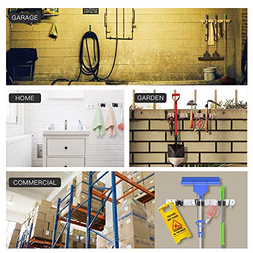 Broom Mop Holder Wall Mount Stainless Steel Rack Tools Organizer Hanger with 3 Slots 4 Hooks for Kitchen Garage Garden Bathroom Shelving System | The Storepaperoomates Retail Market - Fast Affordable Shopping