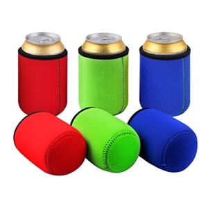 Tagvo Can Sleeves, Insulated Beer Can Sleeve Covers Easy-On Can Cooler Set of 6- Assorted Colour, Machine Washable, Durable, Neoprene with Stitched Fabric Edges
