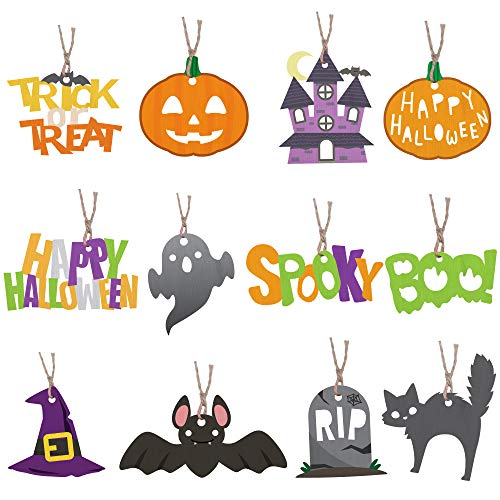 60 Pcs Halloween Wooden Slices DIY Arts & Crafts Kit; Blank Cutouts Ornaments Make Your Own Gift Tags Decorations for Kids Homeschool Learning, Family Activities Party Favor Supplies | The Storepaperoomates Retail Market - Fast Affordable Shopping