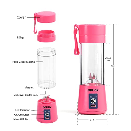 Portable Blender for Shakes and Smoothies, OBERLY Personal Blender for Protein with USB Rechargeable, 6-Point Stainless Steel Blades, 13oz Travel Cup for Gym, Car, Office, On the Go | The Storepaperoomates Retail Market - Fast Affordable Shopping
