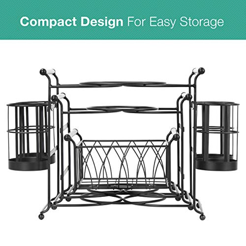 Sorbus® Buffet Caddy — 7-Piece Stackable Set Includes Plate, Napkin, and Silverware Holder, 3-Tier Detachable Tabletop Organizer — Ideal for Kitchen, Dining, Entertaining, Parties,Thanksgiving (Black) | The Storepaperoomates Retail Market - Fast Affordable Shopping