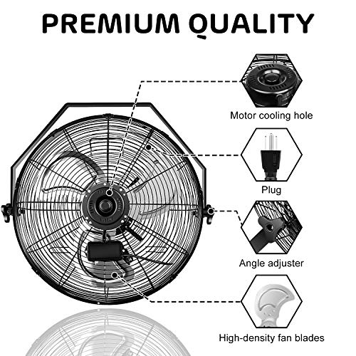 Simple Deluxe 18 Inch Industrial Wall Mount Fan, 3 Speed Commercial Ventilation Metal Fan for Warehouse, Greenhouse, Workshop, Patio, Factory and Basement – High Velocity | The Storepaperoomates Retail Market - Fast Affordable Shopping